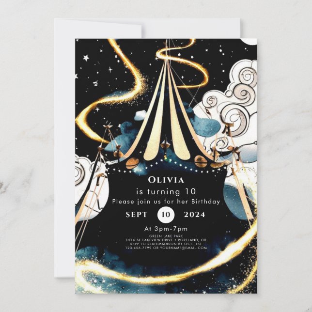 Invitation Cirque coloré personnalisé Anniversaire (Devant)