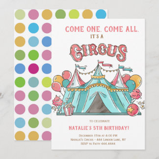 INVITATION CIRQUE DE LA FÊTE D'ANNIVERSAIRE