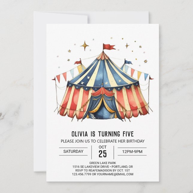 Invitation Cirque simple sur mesure pour enfants (Devant)