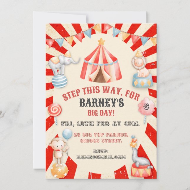 Invitation Cirque Thématique Anniversaire de enfant Party Inv (Devant)