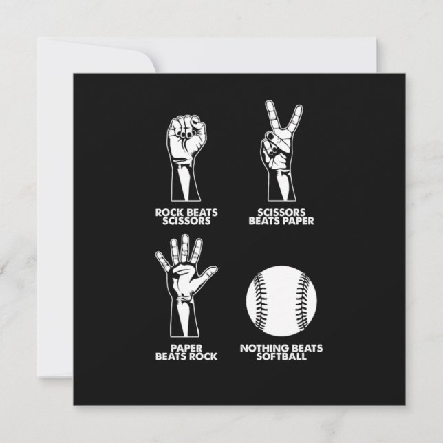 Invitation Ciseaux en papier de roche Softball Pitcher Catche (Devant)