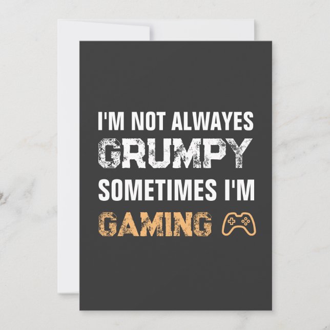 Invitation Citation de jeu amusante du joueur grumpy (Devant)
