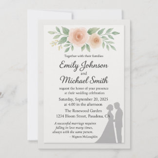 Invitation Citation de mariage romantique avec couple et fleu