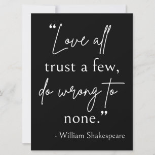 Invitation Citation De Shakespeare - Amour, Confiance Et Erre