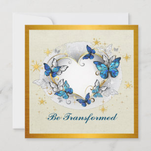 Invitation Citation Être Transformé Cœur et Papillons Bleus