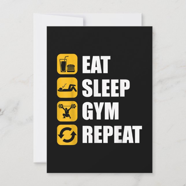 Invitation Citation Motivationnelle Gym Sleep Gym Repea (Devant)