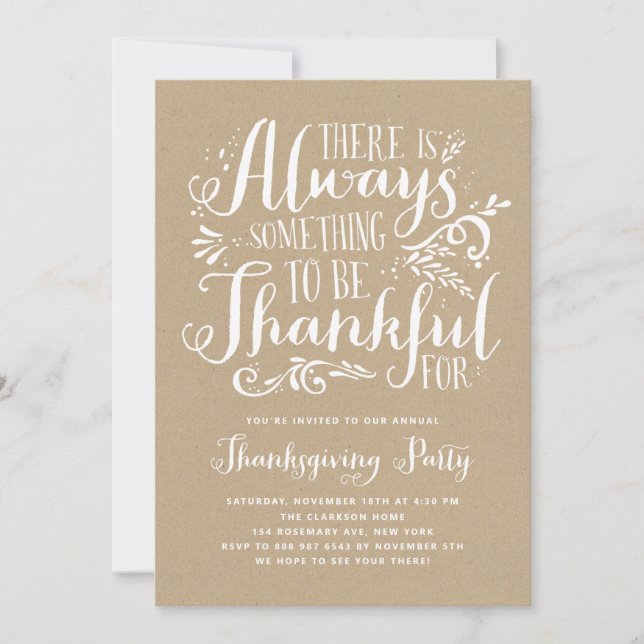 Invitation Citation Russe Faux Kraft Paper Thanksgiving Party (Devant)