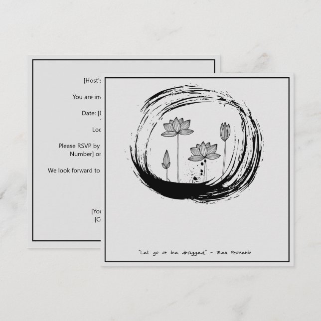 Invitation Citation zen : Sagesse et méditation (Devant / Derrière)