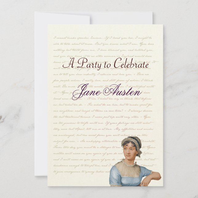 Invitation Citations de la fête de Jane Austen (Devant)