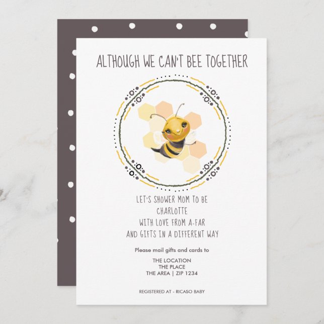 Invitation Cite Cant Be Together Baby shower by Mail (Devant / Derrière)