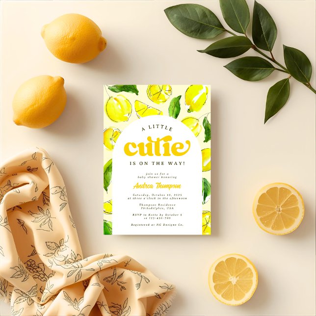 Invitation Citron Arc Rétro Petit Cutie Baby shower Jaune (Créateur téléchargé)