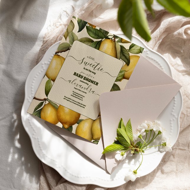 Invitation Citron Citrus Baby shower botanique méditerranéen (Créateur téléchargé)