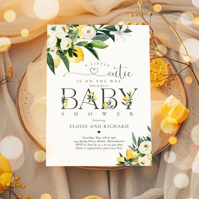 Invitation Citron Citrus Baby shower botanique méditerranéen (Créateur téléchargé)