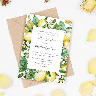 Invitation Citron Citrus peint et mariage feuille aquarelle