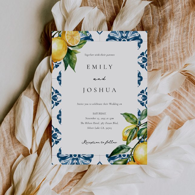 Invitation Citron Citrus Positano Mariage italien (Créateur téléchargé)