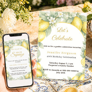 Invitation Citron d'anniversaire été jardin citrus
