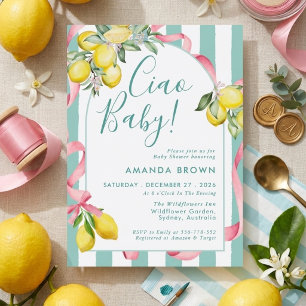 Invitation Citron d'été Citrus Bow Itallian Ciao Bébé  Douche