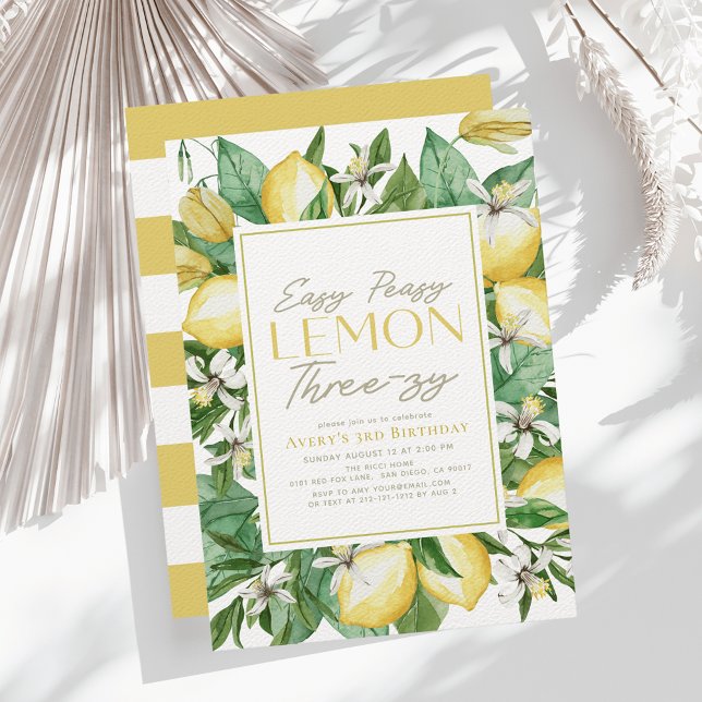 Invitation Citron doux facile Trois Citrus confortable 3e ann (Créateur téléchargé)