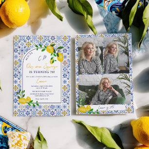 Invitation Citron en carreaux italiens Notre principale Squee