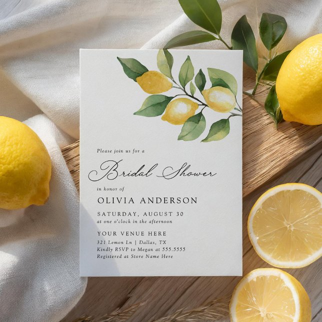 Invitation Citron Fête des mariées botanique méditerranéenne (Créateur téléchargé)