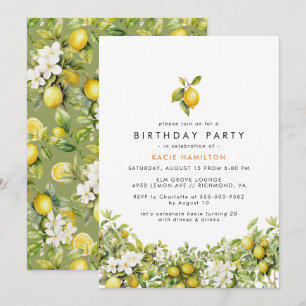 Invitation Citron floral Fun Bright Jaune Adulte Anniversai