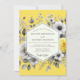 Invitation Citron Graphite Flora Mariage