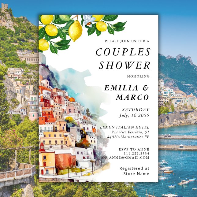 Invitation Citron italien Couples d'été douche (Créateur téléchargé)