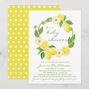 Invitation Citron jaune Baby shower Polkadot Unisex