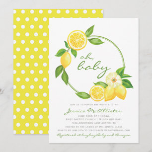 Invitation Citron jaune courge Citrus Polkadot Baby shower
