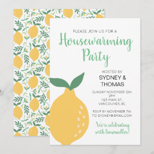 Invitation Citron jaune et Feuille House Warming Party