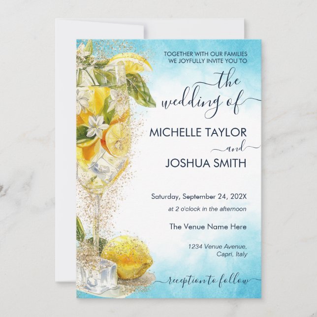 Invitation Citron Limoncello Photo Italie Destination Mariage (Devant)