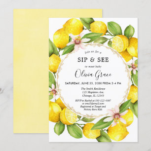 Invitation Citron sip et voir, rencontrer et accueillir bébé 