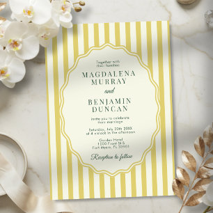 Invitation Citron Vert Élégant Moderne Rayures Mariage