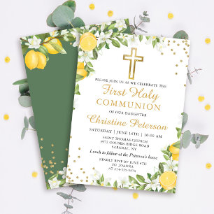 Invitation Citron vert Parties scintillant d'or première comm