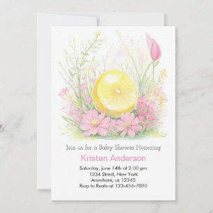 Invitation Citronade rose Blissful Girl Baby shower