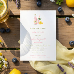Invitation Citronnade Rose Minimaliste Bébé Sip and See