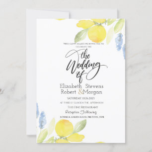 Invitation Citrons aquarelle Mariage