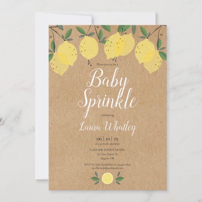 Invitation Citrons Boho Rustique Bébé Sprinkle (Devant)
