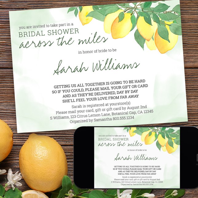Invitation Citrons Citrus Fête des mariées par Mail Mint Wash (Créateur téléchargé)