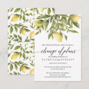 Invitation Citrons d'été et feuillage Mariage Changement de p