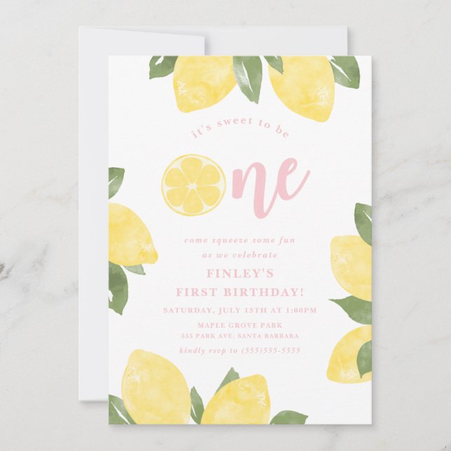 Invitation Citrons doux 1er anniversaire (Devant)