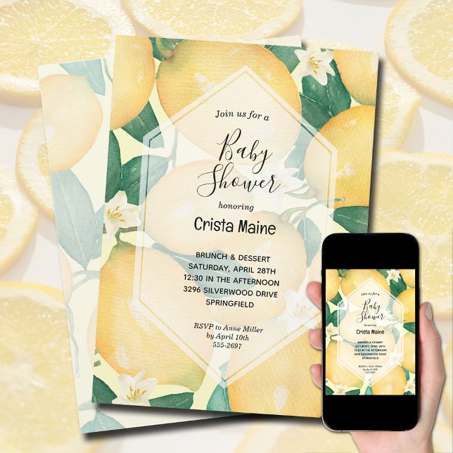 Invitation Citrons et Baby shower verdoyant (Créateur téléchargé)
