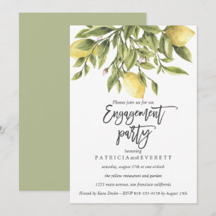 Invitation Citrons et feuillages Mariages de la partie d'enga