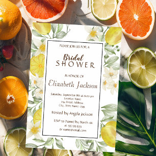 Invitation Citrons Fleurs Aquarelle Mignons