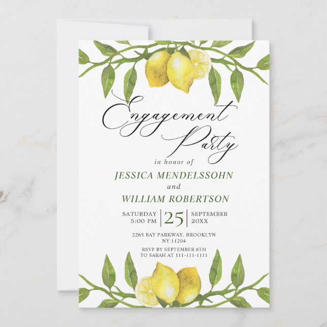 Invitation Citrons Green Blossom Engagement Party (Devant)
