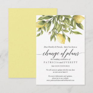 Invitation Citrons jaunes et feuillage Mariage Changement de