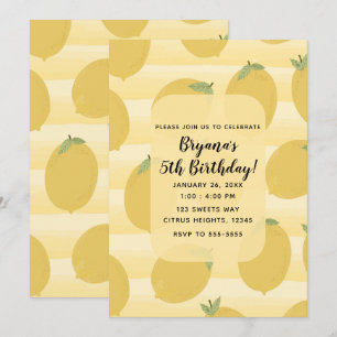 Invitation Citrons Jaunes Fruits d'Été Fête d'Anniversaire Lu