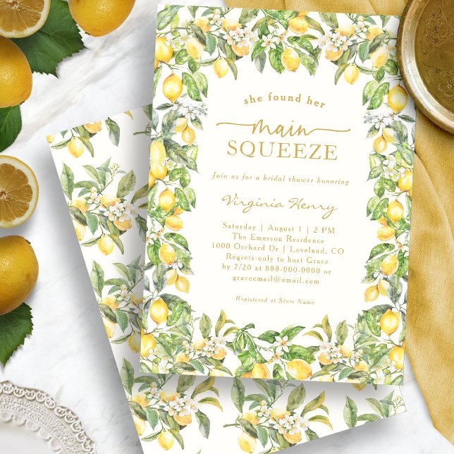 Invitation Citrons Main Squeeze (Watercolor Italian Lemon Floral Bridal Shower Invitation by Painted Paperie
)