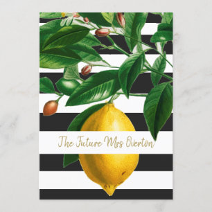 Invitation Citrons Noir Blanc Bande Moderne Chic
