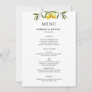 Invitation Citrons peints feuillage verdure menu de mariage